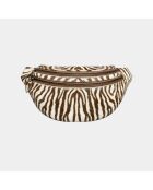 Banaan van kalfsleer met luipaardprint en katoenen binnenvoering. Mike Zebra bruin - 34,5 x 14,5 cm