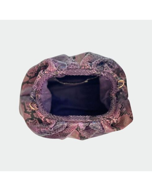 Großer weicher Beutel aus violettem Pythonleder - 31 x 20 cm