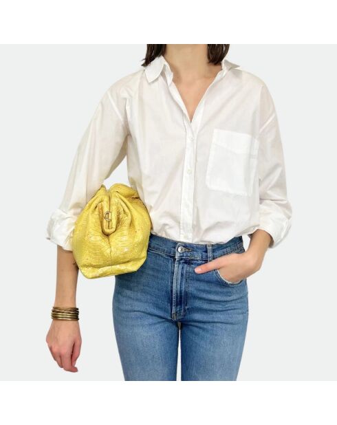 Grande custodia morbida in pitone verniciato giallo, 31 x 20 cm