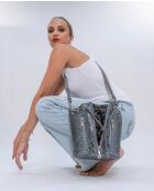 Borsa in pitone Amber Dark Grey - ZIP - 22 x 20 cm