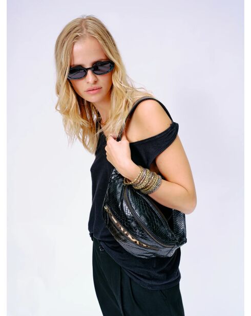 Python-banaan met Mike Reveal Leopard katoenen binnenvoering - 34,5 x 14,5 cm