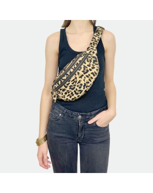 Banaan van kalfsleer met luipaardprint en katoenen binnenvoering. Mike Leopard - 34,5 x 14,5 cm