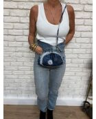 Pochette Baby Tie&Die in morbida pelle blu - 23 x 18 cm