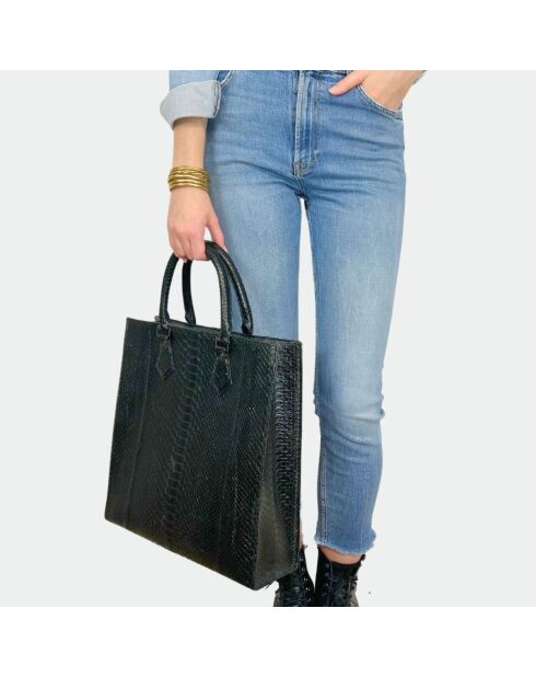 Fred Schwarze Python-Tasche - 36 x 37,5 cm