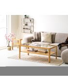 Mesita Lourmarin de roble/chapa de roble/vidrio templado natural - 110x60x45 cm