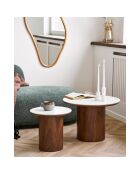 Piano del tavolino Noli in ceramica/frassino impiallacciato bianco/marrone scuro - 60x60x42 cm