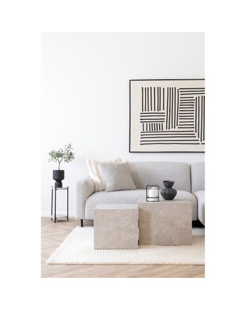 2 Prager Couchtische in beiger Marmoroptik