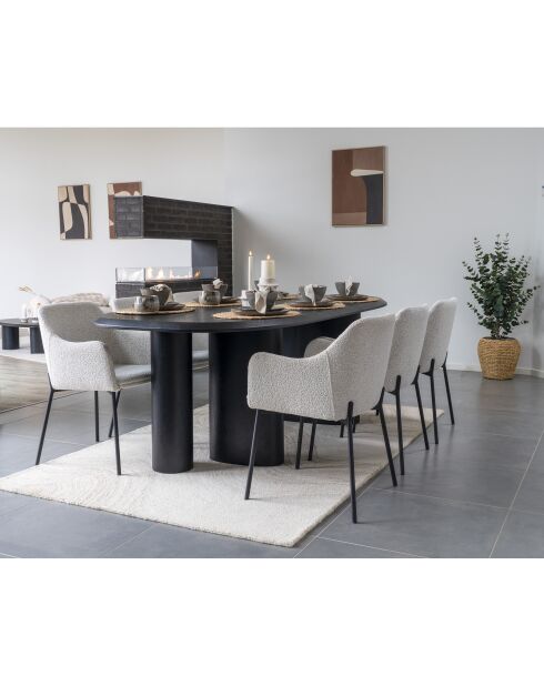 2 sillas de comedor Melilla con patas negras blancas rizadas HN1270 - 56x57x795 cm