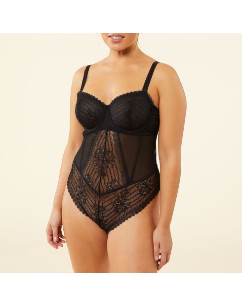 Panama Sexy schwarzer einteiliger Body mit Bügel