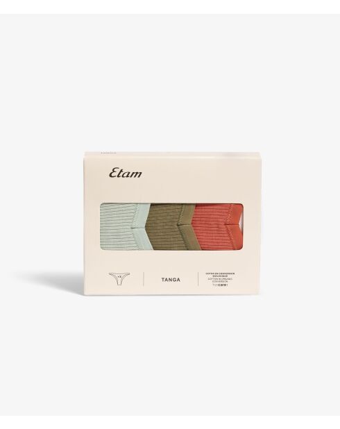 Set di 3 John tangas multicolori