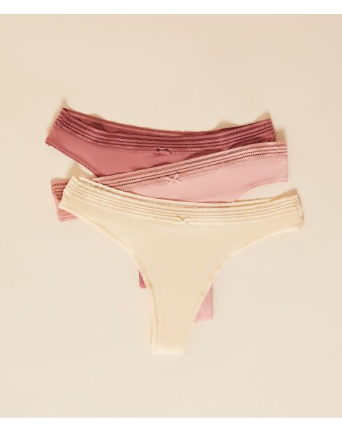 Confezione da 3 tangas Jacky rosa
