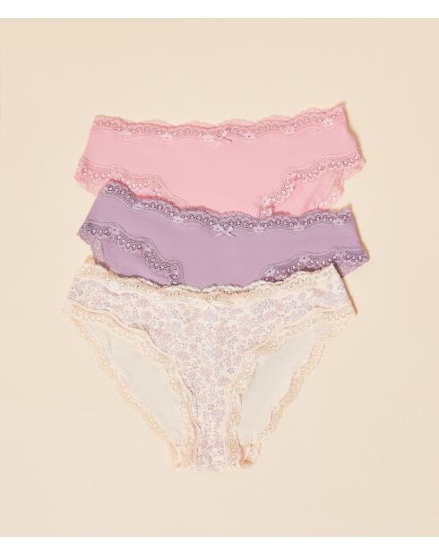 Set de 3 braguitas Lolane cassis