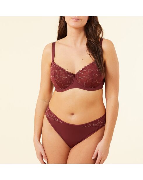 Tabby Beugelbeha in grote maten bordeaux granaat