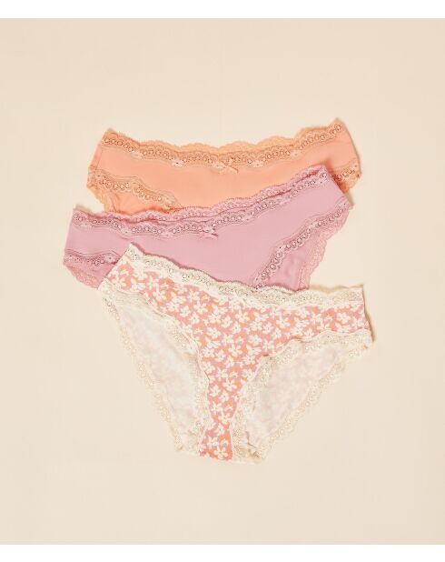 Set de 3 braguitas Lanam color melocotón