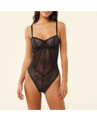 Panama Sexy schwarzer einteiliger Body mit Bügel