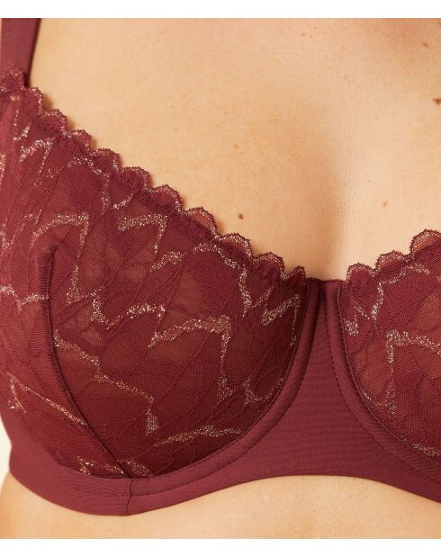Tabby Beugelbeha in grote maten bordeaux granaat