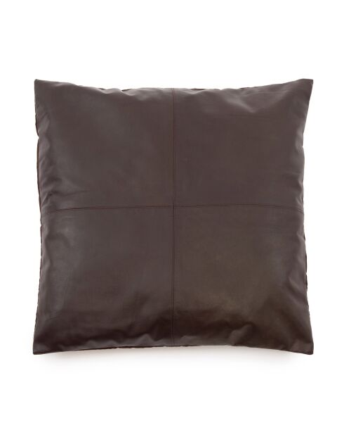 La Housse De Coussin Cuir Quatre Panneaux - Chocolat - 60x60x1 cm