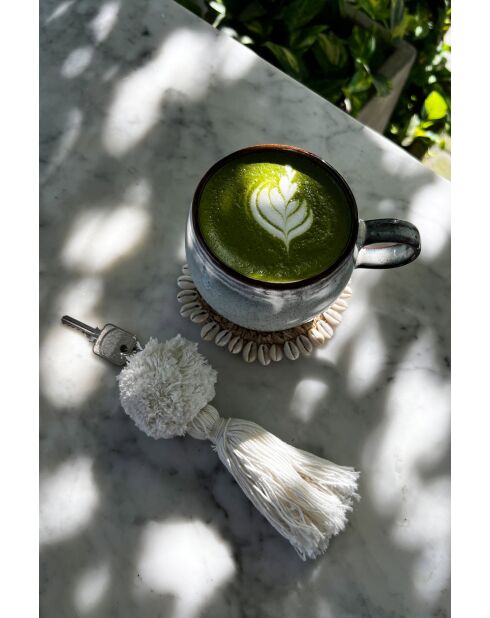 Le Porte-Clés Pompom - Blanc - 4x4x15 cm