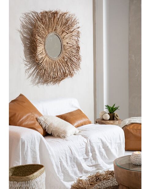 La Housse De Coussin En Cuir À Quatre Panneaux - Chameau - 60x60x1 cm