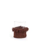 The Oh My Gee Kerzenhalter aus Veloursleder, L, 10 x 10 x 13 cm, Bordeauxrot