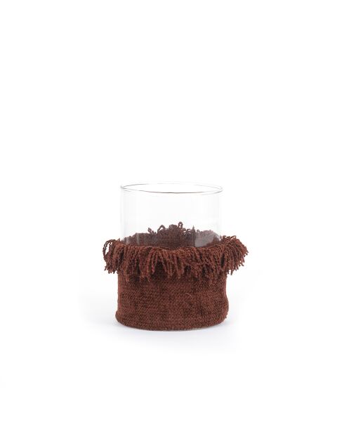 The Oh My Gee Kerzenhalter aus Veloursleder, L, 10 x 10 x 13 cm, Bordeauxrot