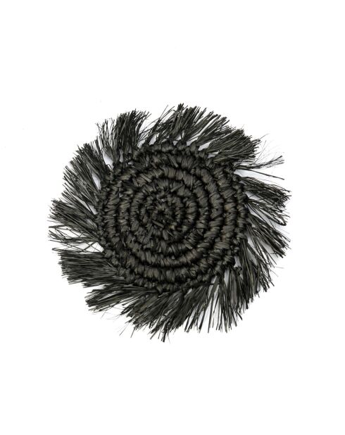 Le Sous-Verre Fringe Raffia - Noir - 16x16x1 cm