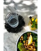 Le Sous-Verre Fringe Raffia - Noir - 16x16x1 cm