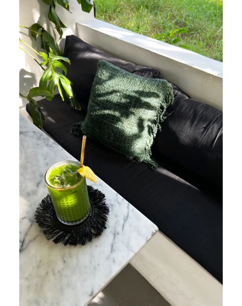 Le Sous-Verre Fringe Raffia - Noir - 16x16x1 cm