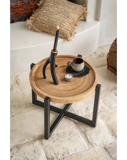 Le Sous-Verre Fringe Raffia - Noir - 16x16x1 cm