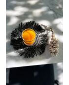 Le Sous-Verre Fringe Raffia - Noir - 16x16x1 cm