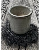 Le Sous-Verre Fringe Raffia - Noir - 16x16x1 cm