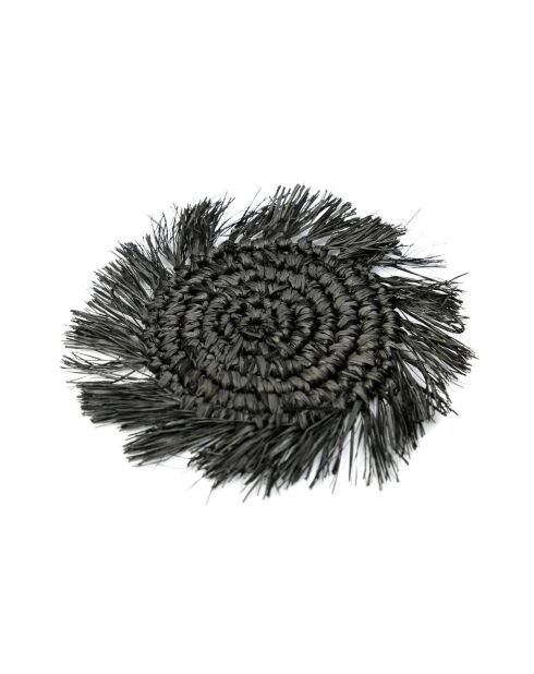 Le Sous-Verre Fringe Raffia - Noir - 16x16x1 cm
