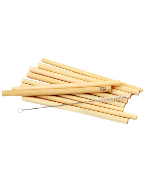 Strohhalme aus Bambus, 20 x 1 x 1 cm, 10 Stück, mit Pinsel