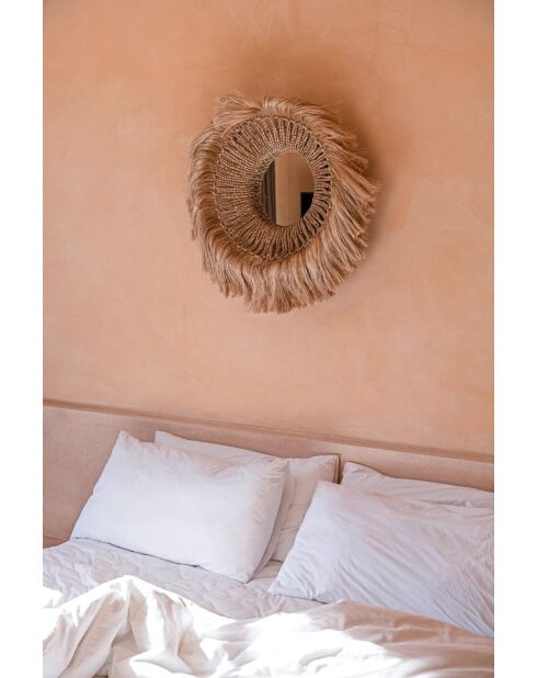 Le Miroir Abaca Solomon - Naturel - 85x85x20 cm