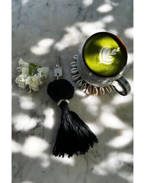 Le Porte-Clés Pompom - Noir - 4x4x15 cm