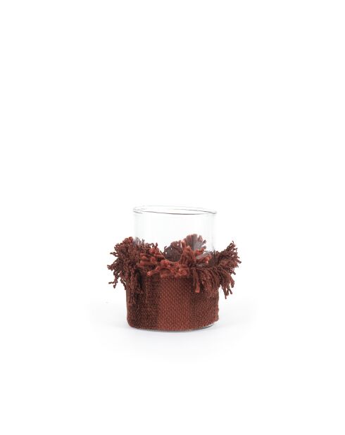 The Oh My Gee Kerzenhalter aus bordeauxfarbenem Samt, Größe M, 8 x 8 x 11 cm