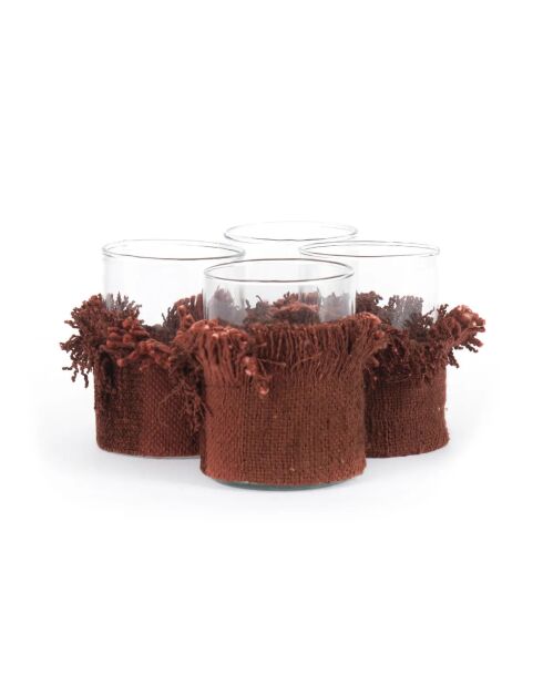 The Oh My Gee Kerzenhalter aus bordeauxfarbenem Samt, Größe M, 8 x 8 x 11 cm