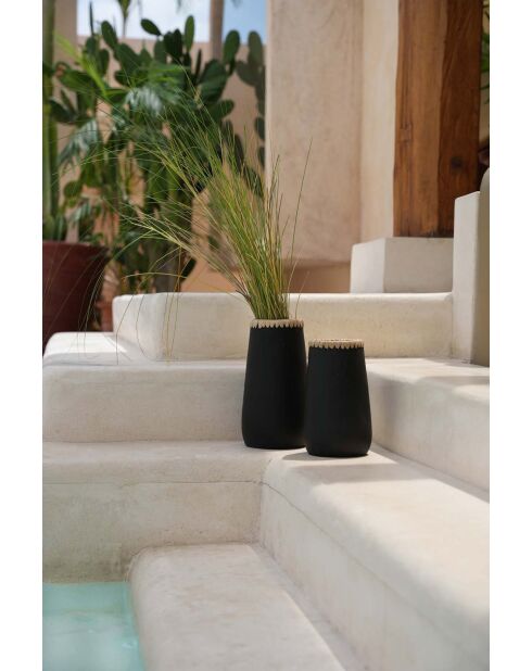 Le Vase Sneaky Noir Naturel S - 14x14x22 cm