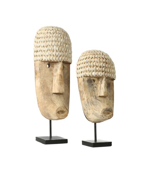 Le Masque De Cowrie Sur Pied M - 17x10x40 cm