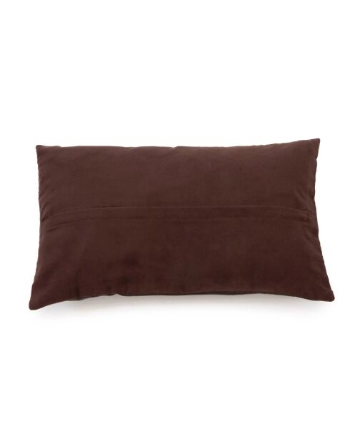 La Housse De Coussin Six Leather Panel - Chocolat - 30x50x1 cm