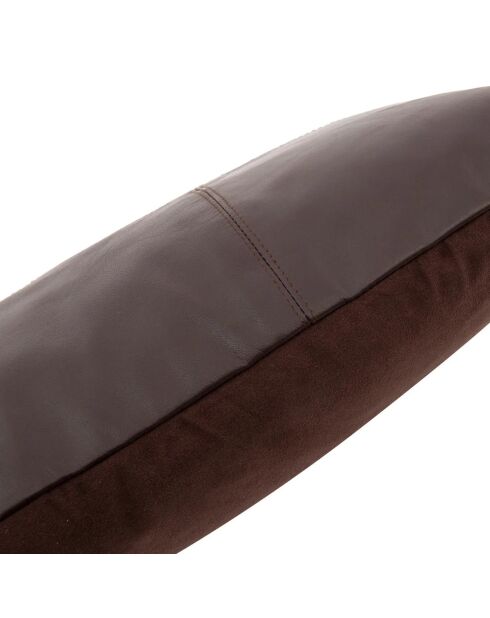 La Housse De Coussin Six Leather Panel - Chocolat - 30x50x1 cm