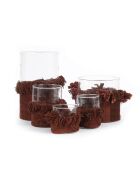 The Oh My Gee Kerzenhalter aus Samt, Bordeauxrot, S, 8 x 8 x 8 cm