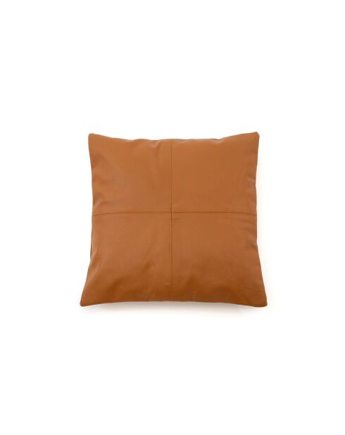 La Housse de Coussin Four Leather Panel - Camel - 40x40x1 cm