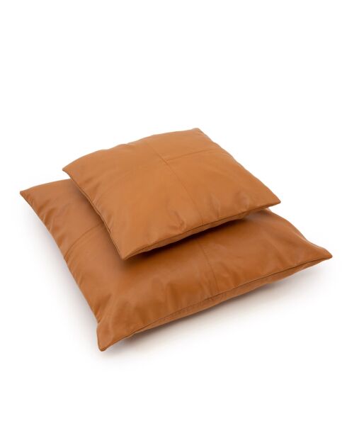 La Housse de Coussin Four Leather Panel - Camel - 40x40x1 cm