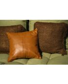 La Housse de Coussin Four Leather Panel - Camel - 40x40x1 cm