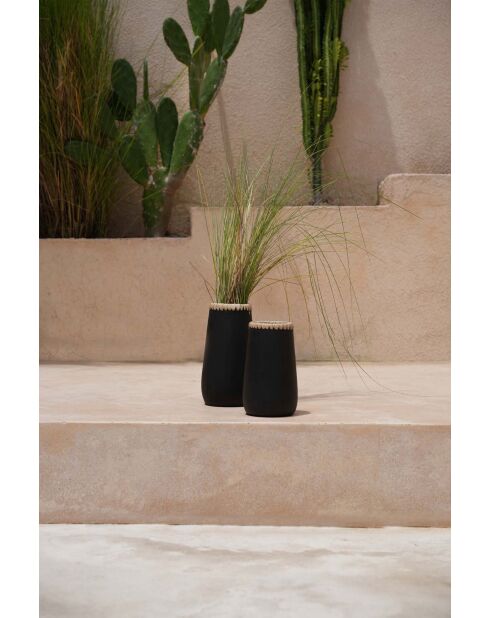 Le Vase Sneaky Noir Naturel M - 14x14x26 cm
