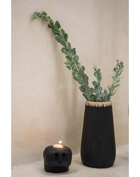 Le Vase Sneaky Noir Naturel M - 14x14x26 cm