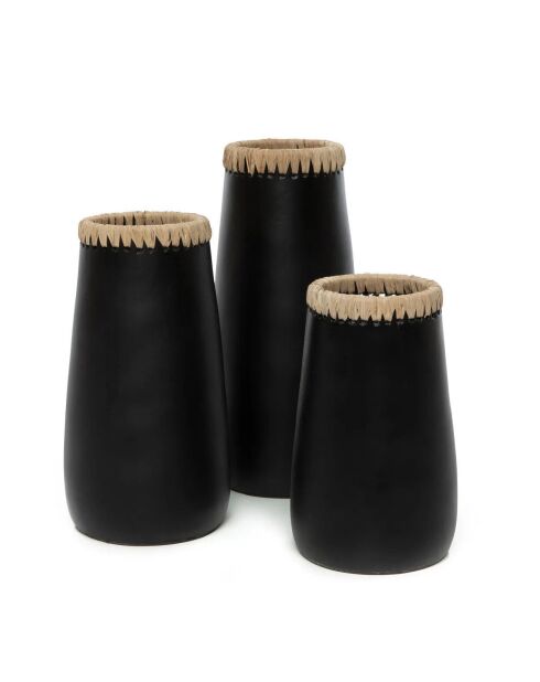 Le Vase Sneaky Noir Naturel M - 14x14x26 cm