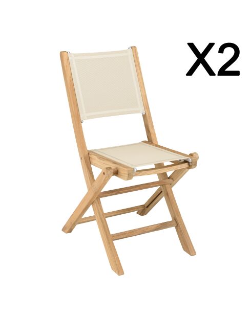 Set van 2 beige opvouwbare tuinstoelen