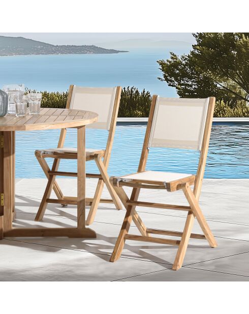 Set van 2 beige opvouwbare tuinstoelen